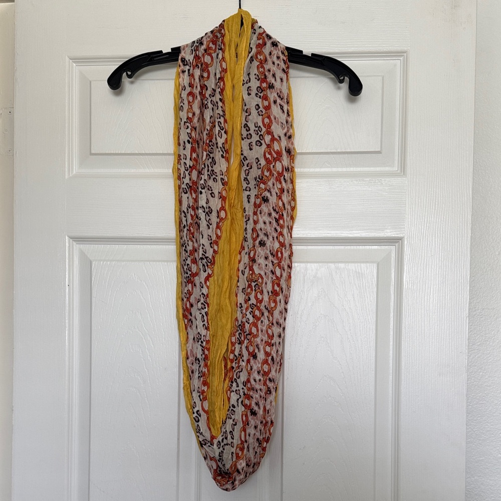 Leopard Print Infinity Scarf with Yellow Accents